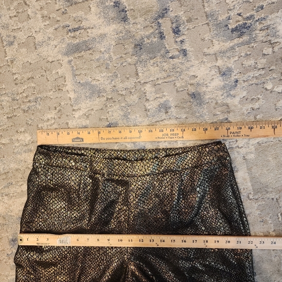 Anne Klein Shimmering Gold Metallic Black Snake Print Pants Size 12 - Picture 6 of 17
